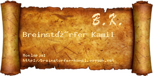 Breinstörfer Kamil névjegykártya